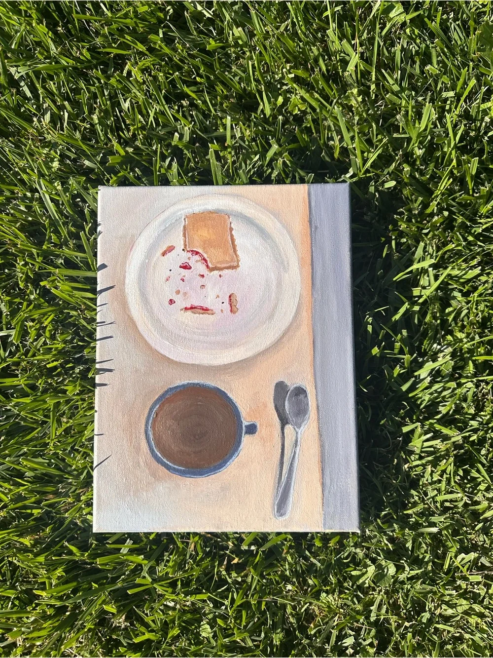 Hand-Painted Breakfast Still Life canvas painting - Neutral Tones